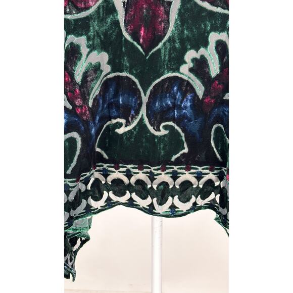 Chicos Silk Blend Velvet Burnout Poncho Womens Size Small / Medium New Green - Picture 5 of 7